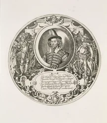 Porträtt av George Clifford (1558-1605), 3:e jarl av Cumberland, graverat av konstnären, ca 1590.
